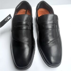Thomas and Vine Zenith Black Chisel Toe Penny Loafers Dress Shoes
